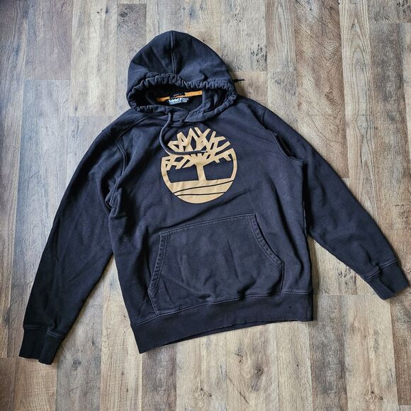 Timberland Core Tree Logo Pullover Hoodie Black Size Medium. EUC. Regular Fit - Picture 1 of 7